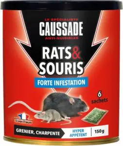Caussade Anti Rats & Souris 150 g Spécial Forte Infestation - 6 Sachets Céréales