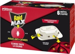 Raid Max Piège Anti-Cafards - 3 Mois d'Efficacité - 6 Boîtes d'Appât