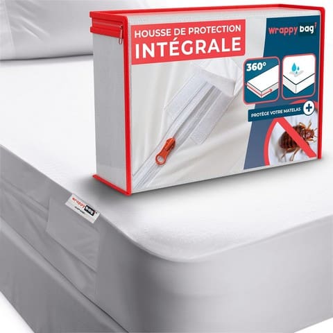 WRAPPYBAG Housse de Matelas Imperméable – Housse Intégrale Anti-Punaise de Lit