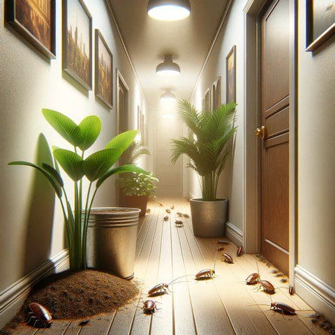 Cafards dans un couloir