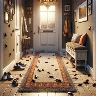 Invasions de Cafards dans un hall d'entrée