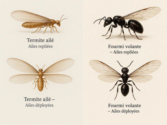 Différences entre une fourmi volante et un termite ailé Différences entre une fourmi volante et un termite ailé