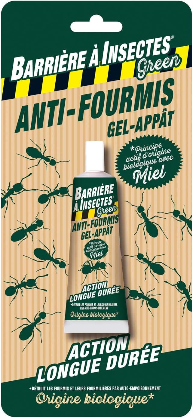 BARRIERE A INSECTES GREEN Anti-fourmis Gel Appât, Tube à Base de Spinosad, Intérieur, Blister 1 tube 30 g