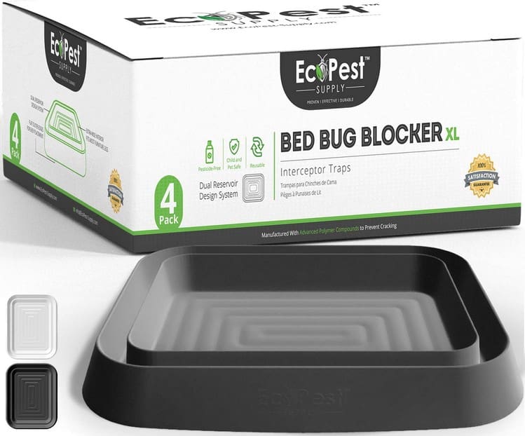 ECOPEST Intercepteurs - Piège et détecteur contre Les punaises de lit - Lot de 4 Bed Bug Blocker (XL)