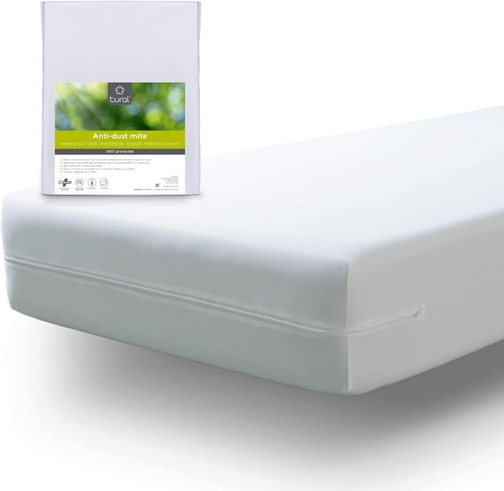 Tural - Housse de Matelas 80x200 cm - Anti-acariens & punaises de lit - Respirant - Certifié Oeko-TEX - Alèse Imperméable - Blanc