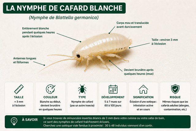 La nymphe de cafard blanche