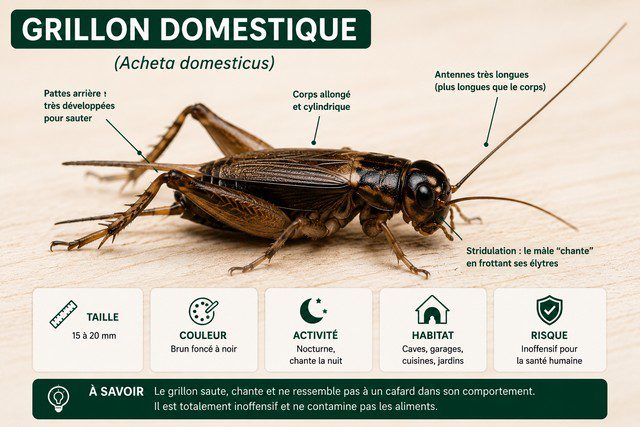 Le grillon domestique — il chante, il saute et ne contamine rien