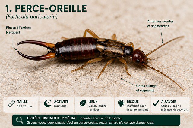 Le perce-oreille — la pince comme critère absolu d'identification immédiate