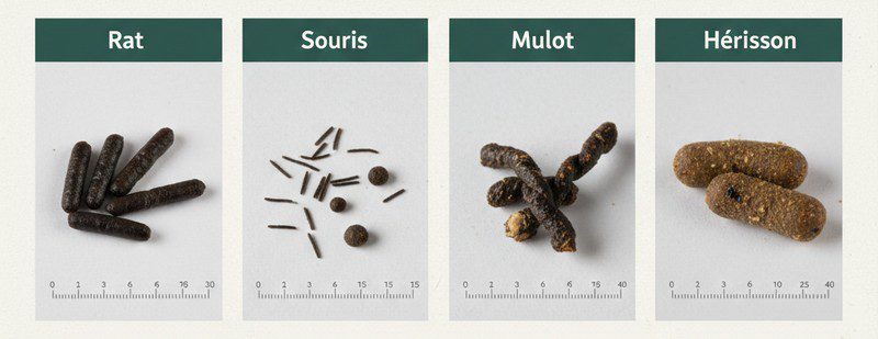 Comparer les crottes - rat, souris, mulot, fouine, hérisson Comparer les crottes - rat, souris, mulot, fouine, hérisson