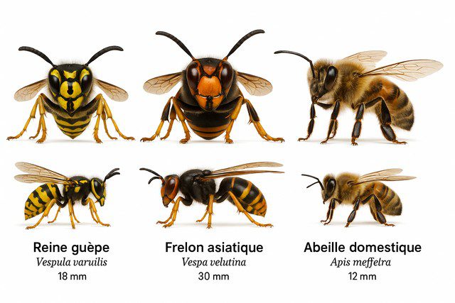 reine guêpe, frelon asiatique, abeille reine guêpe, frelon asiatique, abeille