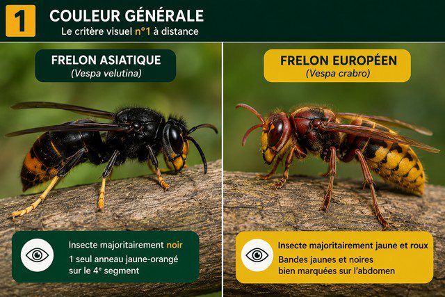 comparaison frelon asiatique et frelon européen couleur générale identification visuelle comparaison frelon asiatique et frelon européen couleur générale identification visuelle