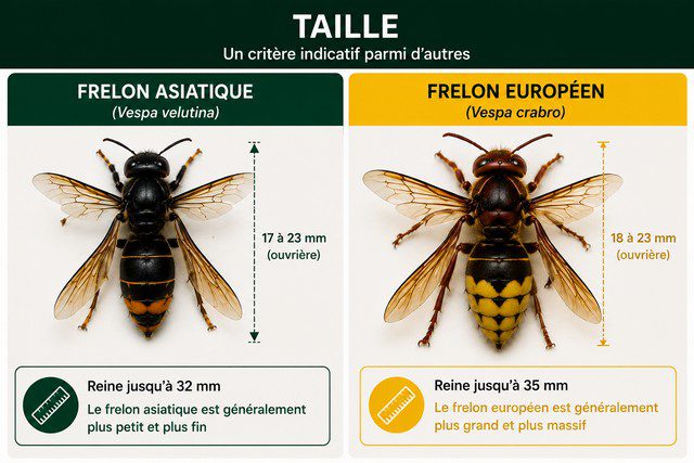 comparaison taille frelon asiatique frelon européen ouvrière reine différences identification comparaison taille frelon asiatique frelon européen ouvrière reine différences identification