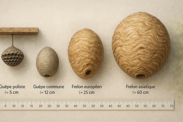 Comparaison réaliste avec échelle visible (taille réelle des nids)