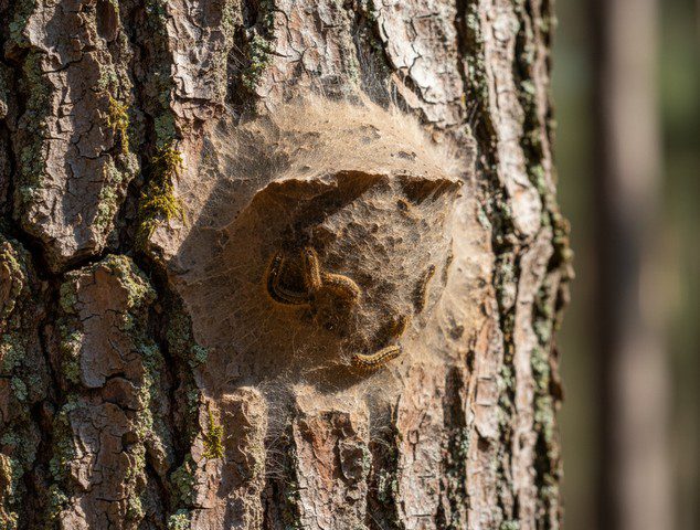 Nid plaqué sur un chêne