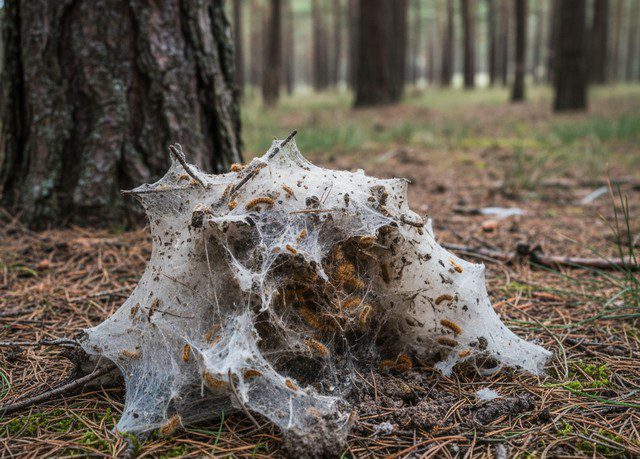 Nid tombé et dégradé au sol