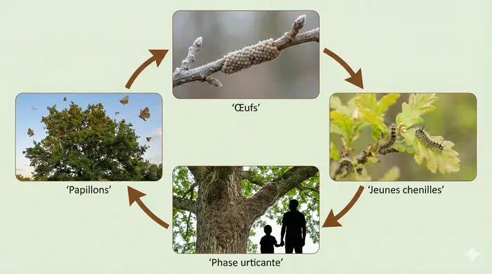 cycle de vie de la chenille processionnaire du chêne