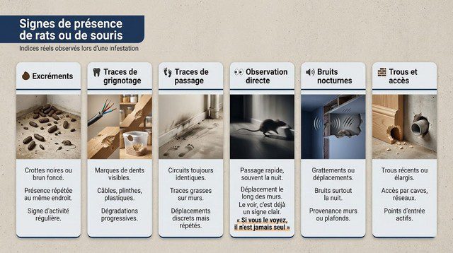 Signes de présence de rats ou de souris en image