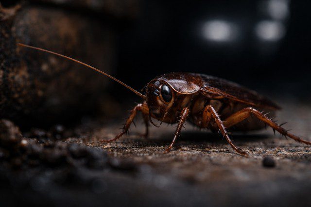 Cafard dans un espace sombre
