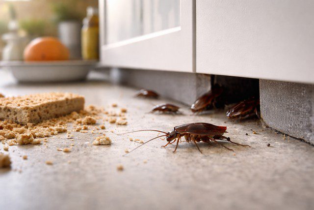 Cafard sous le meuble de cuisine