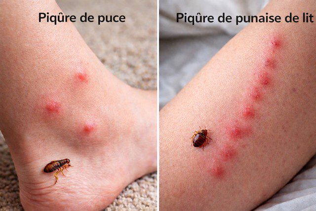 Comparaison piqûres de puce et punaise de lit