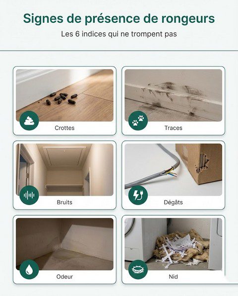 Infographie des signes de présence de rongeurs