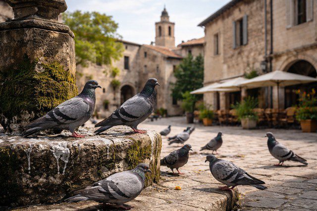 Pigeons sur la place de Tarascon