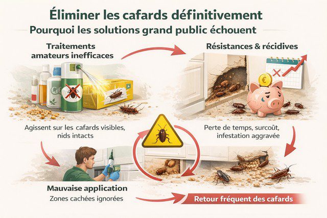 Pourquoi les solutions grand public échouent face aux cafards
