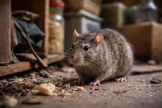 Rat dans la pièce poussiéreuse