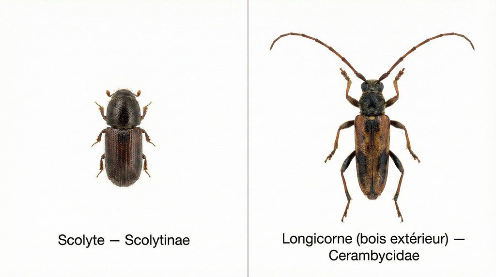Scolytes (Scolytinae) — parfois Cerambycidae (bois de chauffage) Scolytes (Scolytinae) — parfois Cerambycidae (bois de chauffage)