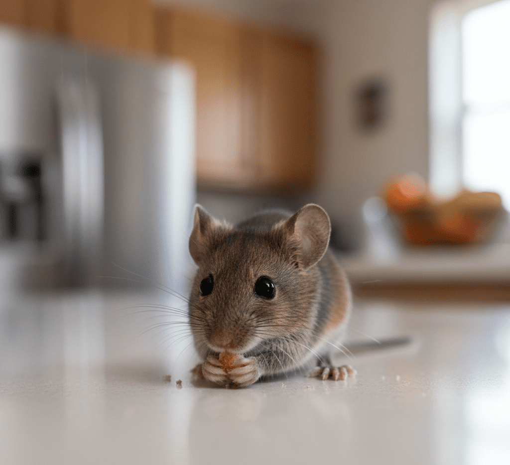 souris sur le comptoir de la cuisine