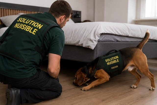 Détection canine des punaises de lit avec un chien renifleur