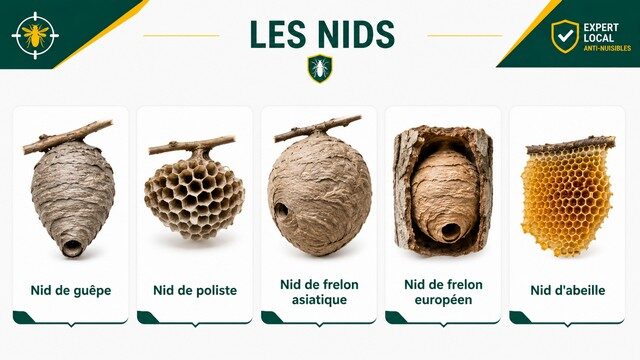 Comparatif des différents nids de guêpes, frelons et abeilles