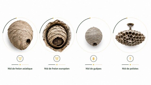 Comparatif des nids de frelon asiatique, frelon européen, guêpes et polistes