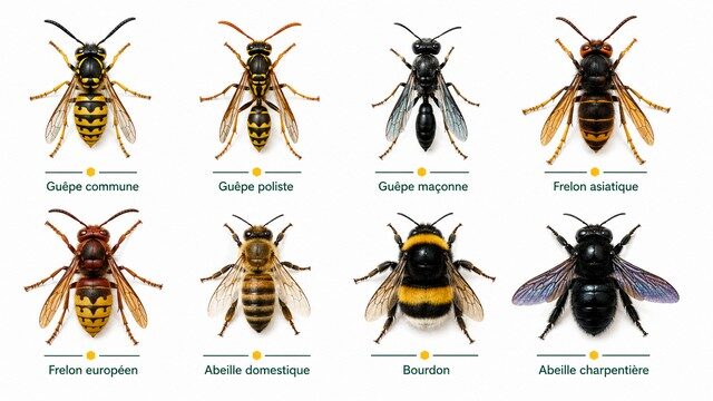 Comparatif des principales espèces de guêpes, frelons, abeilles et bourdons présentes en Corse