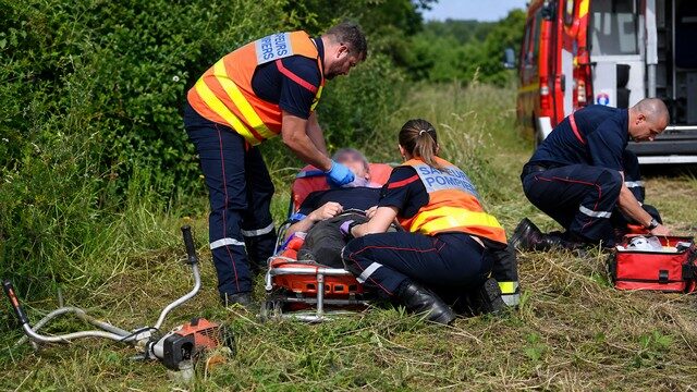 Intervention des sapeurs-pompiers en plein air