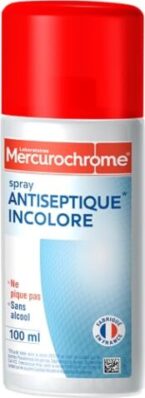 Mercurochrome Spray antiseptique incolore, sans alcool, ne pique pas (100 ml)