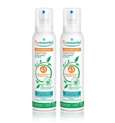 Puressentiel - Spray Aérien Assainissant aux 41 Huiles Essentielles - Efficacité prouvée contre les virus, germes et bactéries - Lot de 2x200ml
