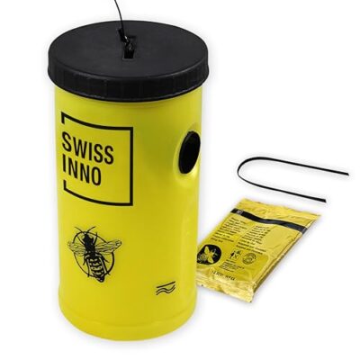 SWISSINNO Piège à guêpes avec appât – Piège Suspendu réutilisable pour Le Jardin, terrasse et Aire de Jeux -1 pièce, fabriqué dans l’UE
