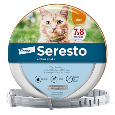 Seresto Collier Chats – Collier anti puces et anti tiques pour chat – Collier Seresto pour chat avec protection longue durée de 7 à 8 mois – Gris