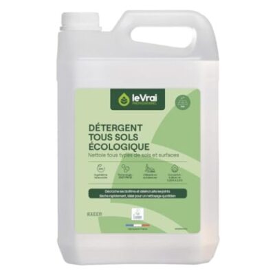 Le Vrai Professionnel Détergent enzymatique sols et multisurface, 94% d’ingrédients Biosourcés, Senteur pin des Landes (5 litres)