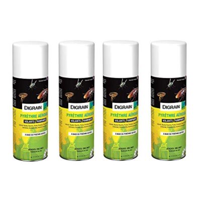 DIGRAIN Aérosol insecticide digrain pyrèthre produit naturel-anti blattes/cafards - LOT DE 4 aérosol 200ml