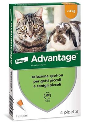Advantage Solution Spot on pour Chats et Petits Lapins, 40 MG, 4 pipettes