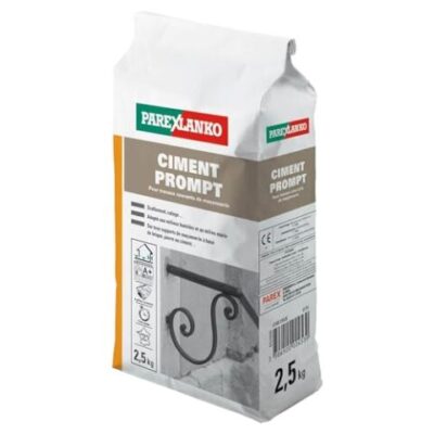 Parexlanko Ciment Prompt, Gris, Confection de mortier à prise rapide, tous supports de maçonnerie (2,5 kg)