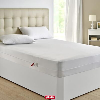 PIKOLIN Protège Matelas 80 x 190/200 cm Hauteur max. 32 cm Imperméable et Hypoallergénique avec Membrane Smartseal - Housse de Matelas avec Fermeture Éclair, Anti-rétrécissement