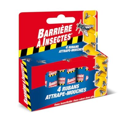 BARRIERE A INSECTES Ruban Attrape-Mouches, stop la reproduction des moustiques, 4 rouleaux, BARFLY