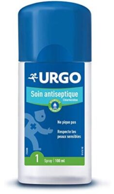 Urgo Spray Antiseptique Chlorhexidine, ne pique pas, respecte les peaux sensibles, dès 3 ans (100 ml)