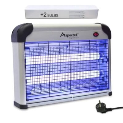 Aspectek Piège à mouches électrique UV 20W, Sans produit chimique + 2 ampoules de rechange