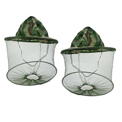 SUNREEK 2 Pack Camouflage Apiculture Apiculteur Anti-Moustique Abeille Insecte Mouche Masque Cap Chapeau avec Tête Net Maille Visage Protection Équipement de Pêche en Plein Air