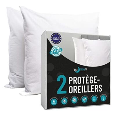 2x Taie protège oreiller Anti Acarien et Punaise de Lit (Plusieurs tailles)