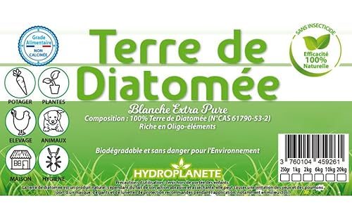 HYDROPLANETE Terre de Diatomée Blanche 400g 1kg 2kg 5kg 10kg 20kg - Grade Alimentaire, Haute pureté 100% Naturelle (10 kg)